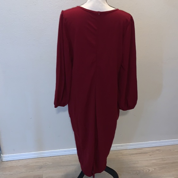 Shein curve red 2X long sleeve v-neck maxi dress - Picture 6 of 10